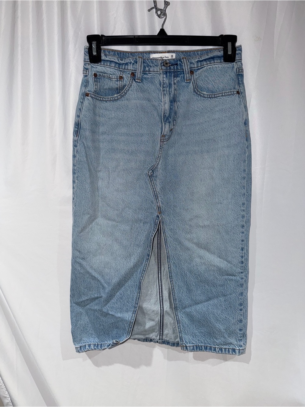 Abercrombie & Fitch Skirt Light Blue High Rise Denim Skirt with Front Slit 28/6